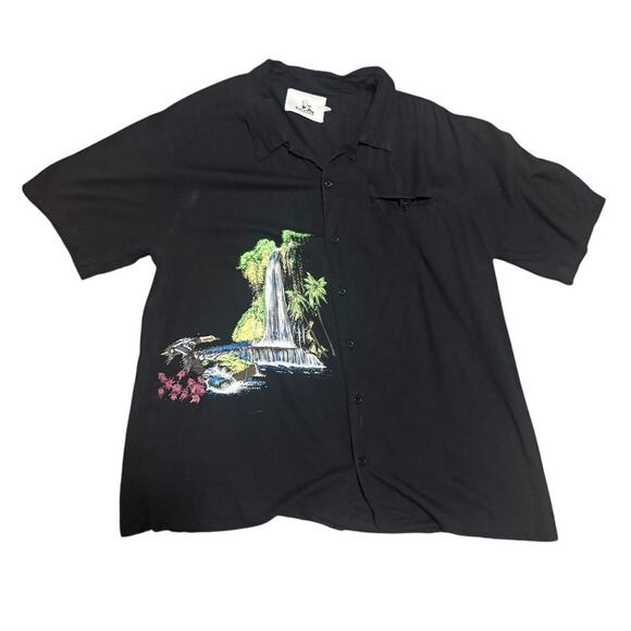 Jungles Other - Jungles Black Waterfall Camp Shirt Modern Escapism Lyocell Button-Up (L)